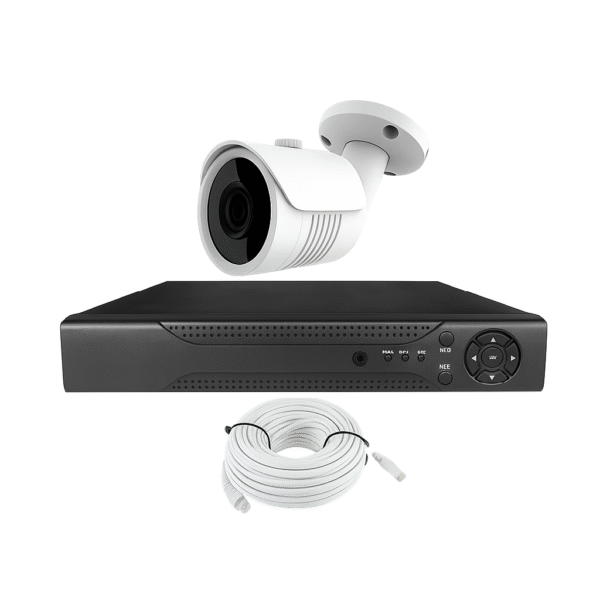 KIT CCTV de 1 cámara ULTRAHD-5MP completo de interior/exterior con cables mixtos y disco duro de 1TB
