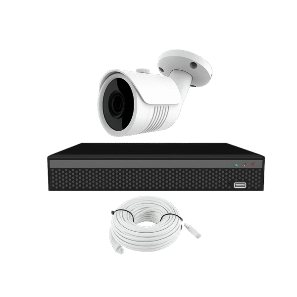 KIT CCTV de 1 cámara 4K-8MP completo de interior/exterior con cables mixtos y disco duro de 1TB