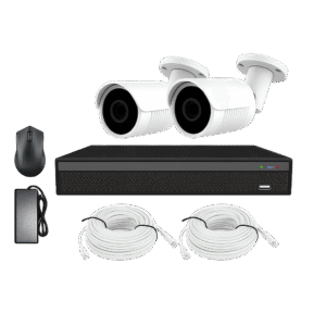 KIT CCTV de 2 cámaras 4K-8MP completo de interior/exterior con cables mixtos y disco duro de 1TB