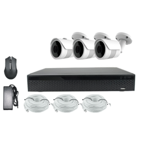 KIT CCTV de 3 cámaras 4K-8MP completo de interior/exterior con cables mixtos y disco duro de 1TB