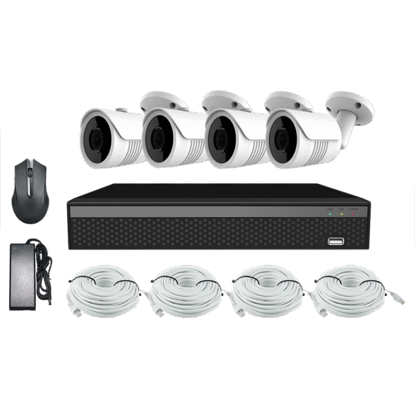 KIT CCTV de 4 cámaras 4K-8MP completo de interior/exterior con cables mixtos y disco duro de 1TB