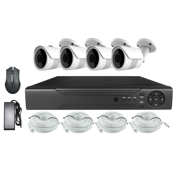 KIT CCTV de 4 cámaras ULTRAHD-5MP completo de interior/exterior con cables mixtos y disco duro de 1TB