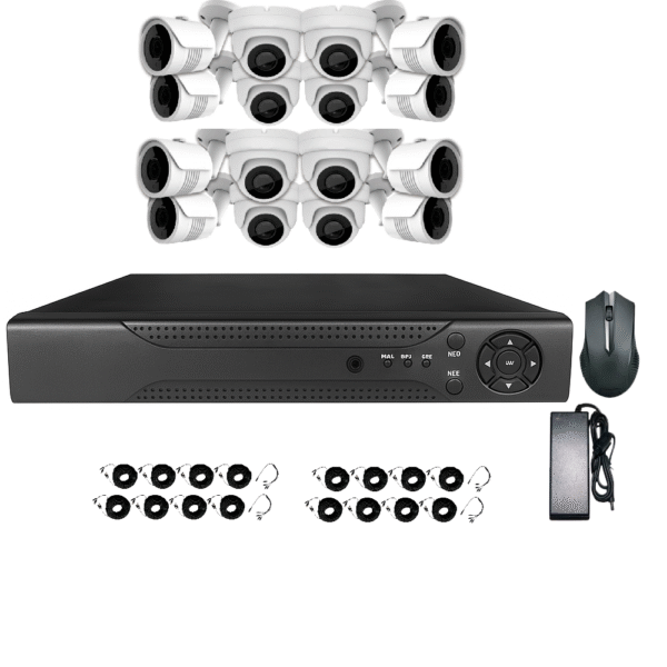 KIT CCTV de 16 cámaras ULTRAHD-5MP completo de interior/exterior con cables mixtos y disco duro de 1TB