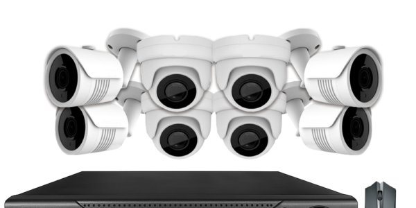 KIT CCTV de 8 cámaras ULTRAHD-5MP completo de interior/exterior con cables mixtos y disco duro de 1TB