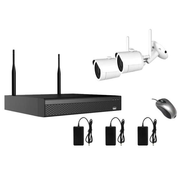 Equipo completo de 2 cámaras inalámbricas con disco duro de 1TB y visión nocturna para interior/exterior, sencilla instalación